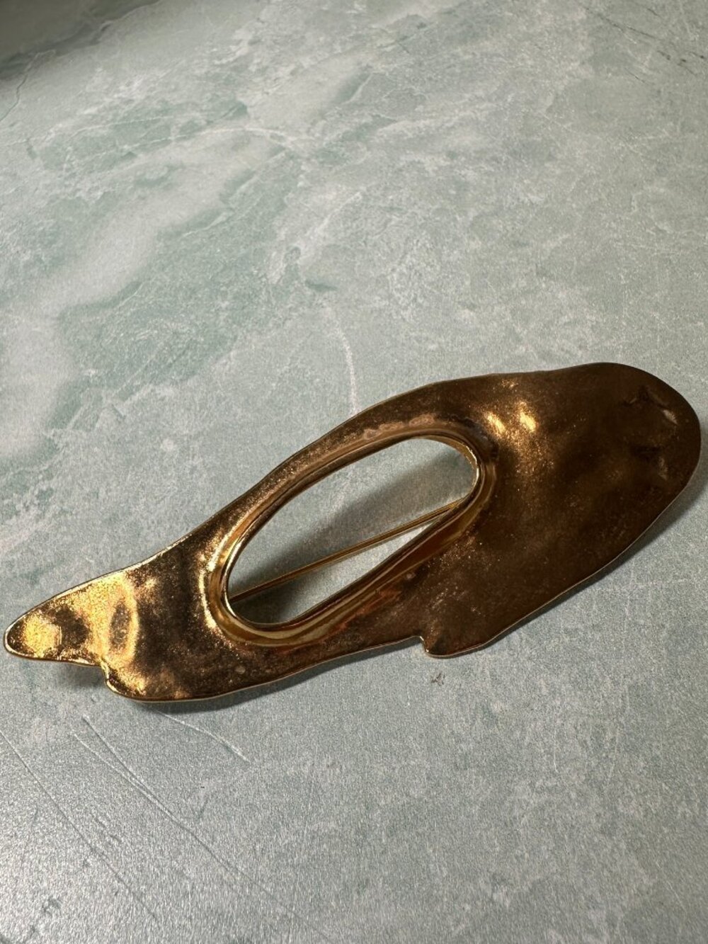 Vintage Dauplaise Modernist Abstract Gold Tone Brooch
